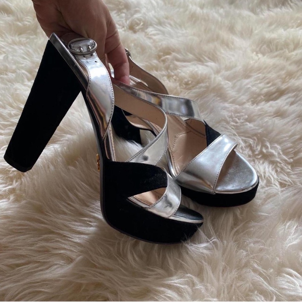 Elegant Silver and Black Women's Heels